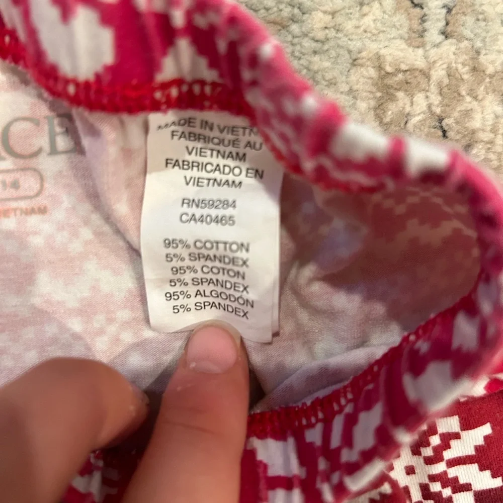 Childrens Place xl leggings girls christmas white red PERFECT CONDITION